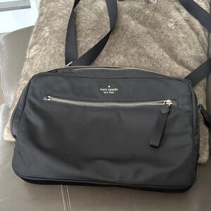 kate spade black nylon messenger bag with gold hardware
